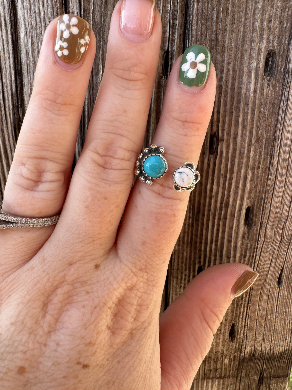 Kingman Turquoise & White Buffalo Adjustable Ring