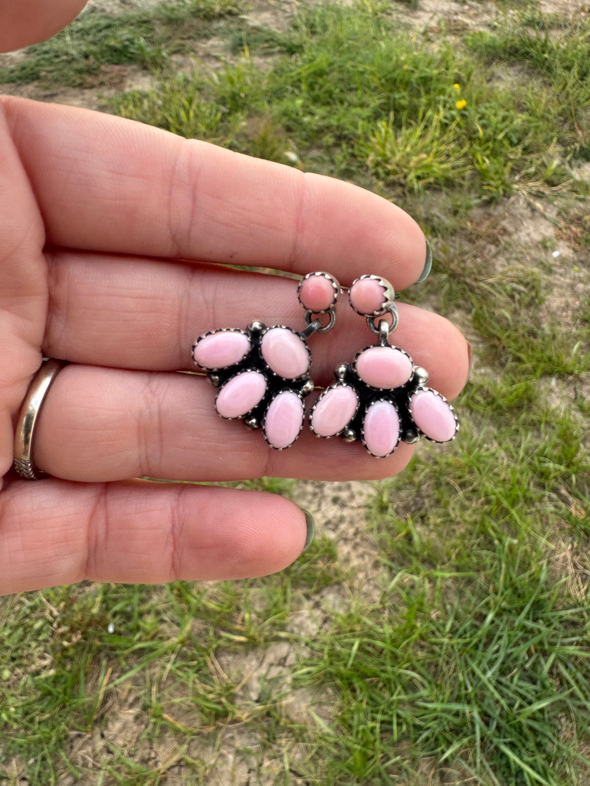 Pink Conch Dangle Earrings