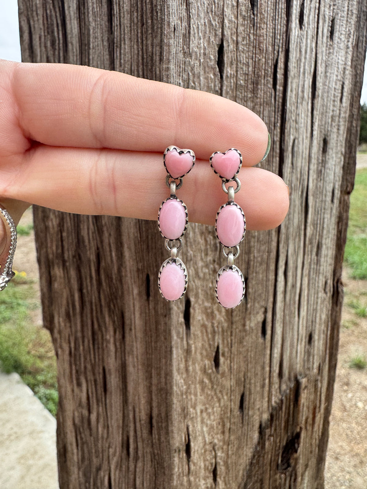 Pink Conch Heart Dangles