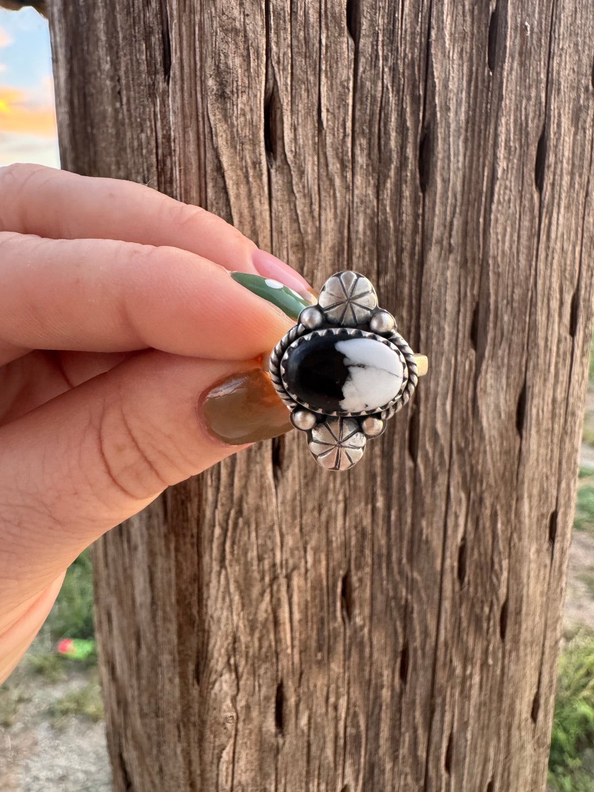 White Buffalo Adjustable Ring