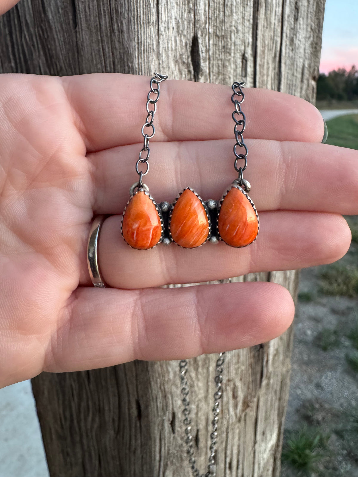 Orange Spiny Bar Necklace