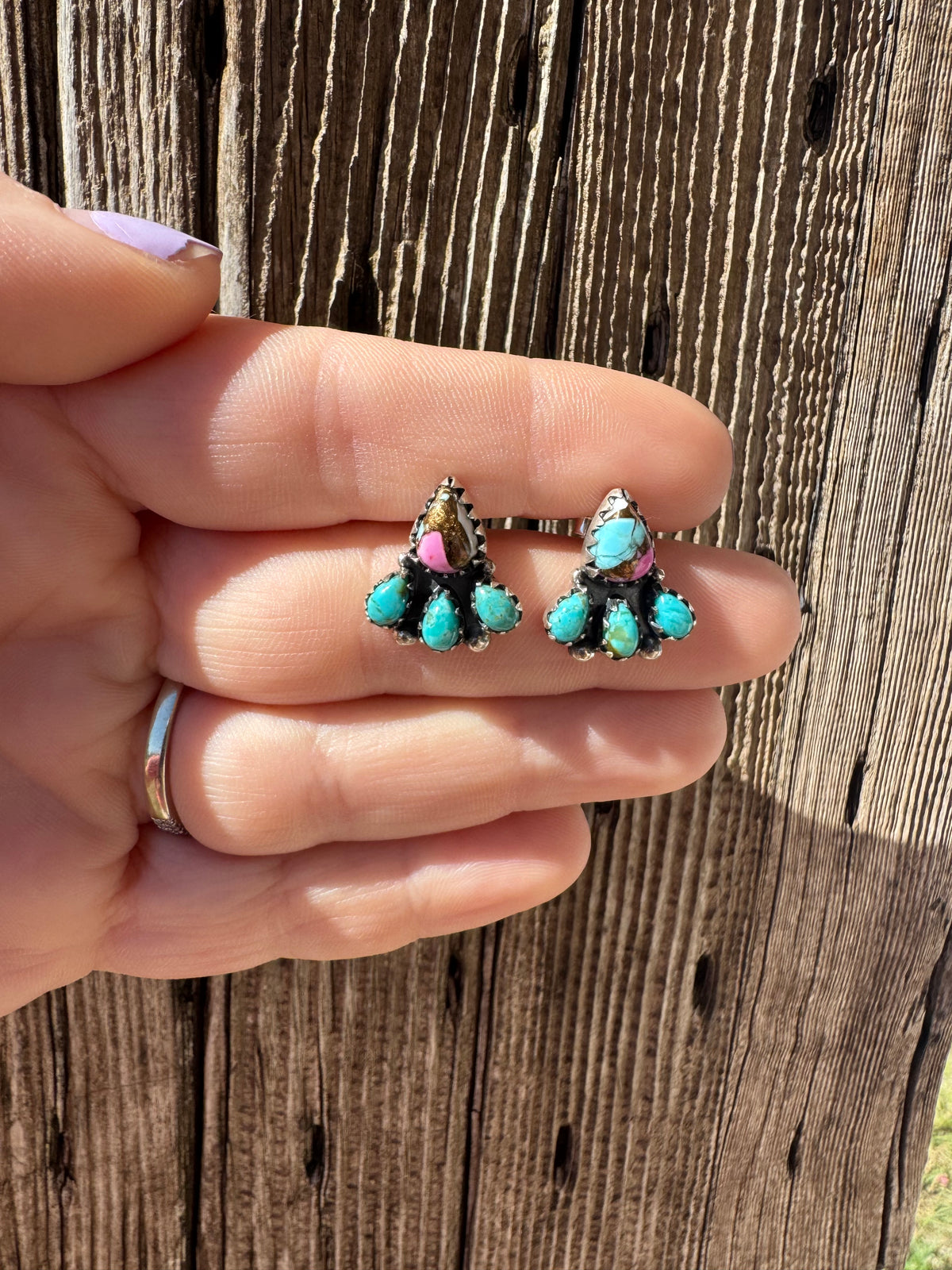 Cotton Candy & Turquoise Studs