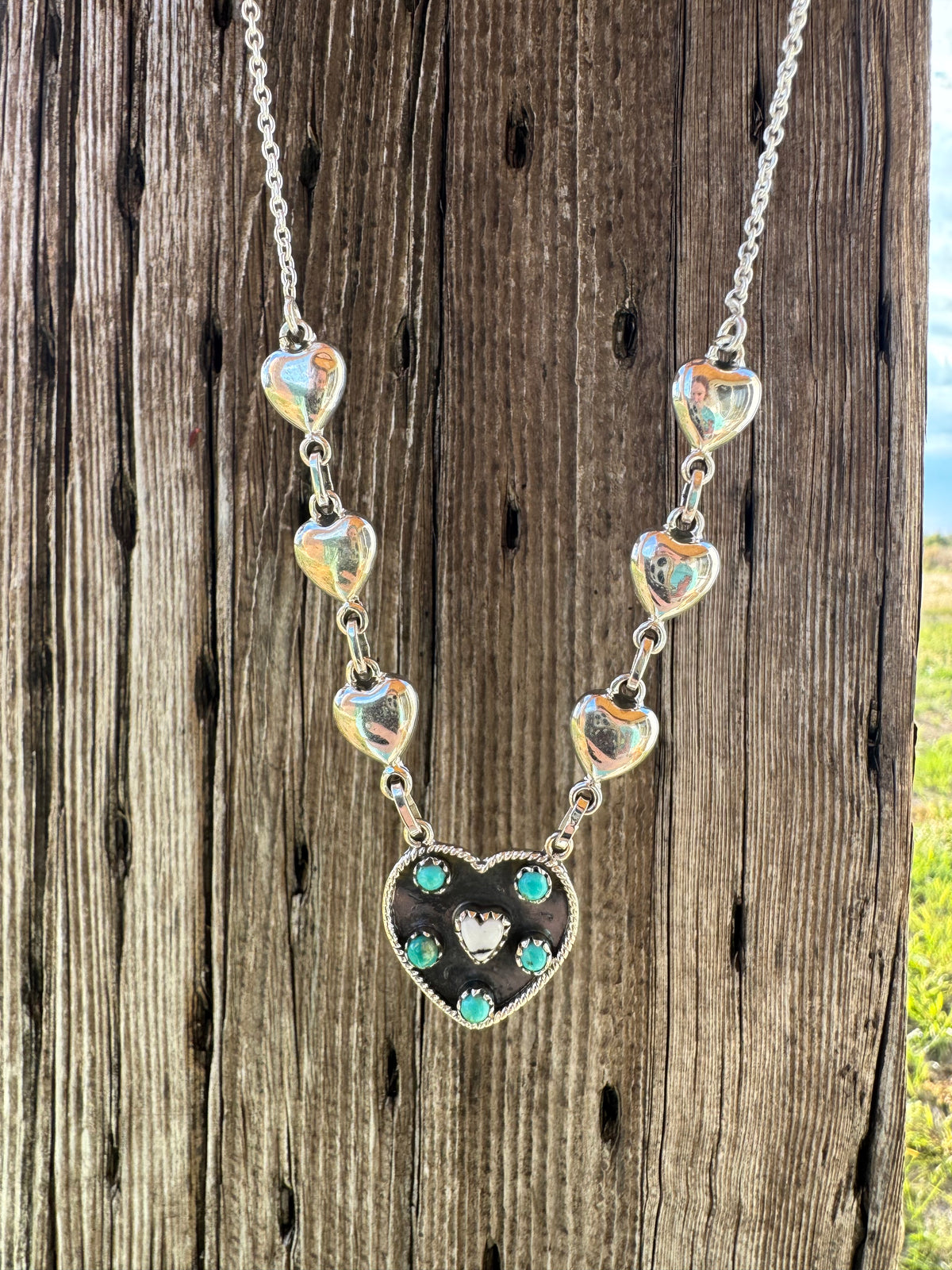 Heart Necklace With Kingman & White Buffalo