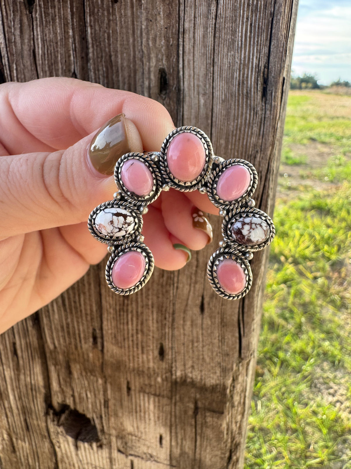Wild Horse & Pink Conch Ring -Adjustable