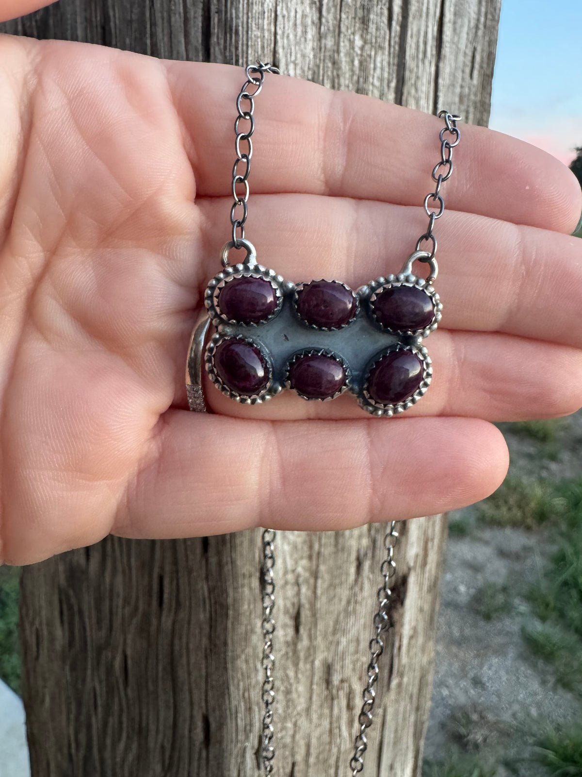 Purple Spiny Bar Necklace