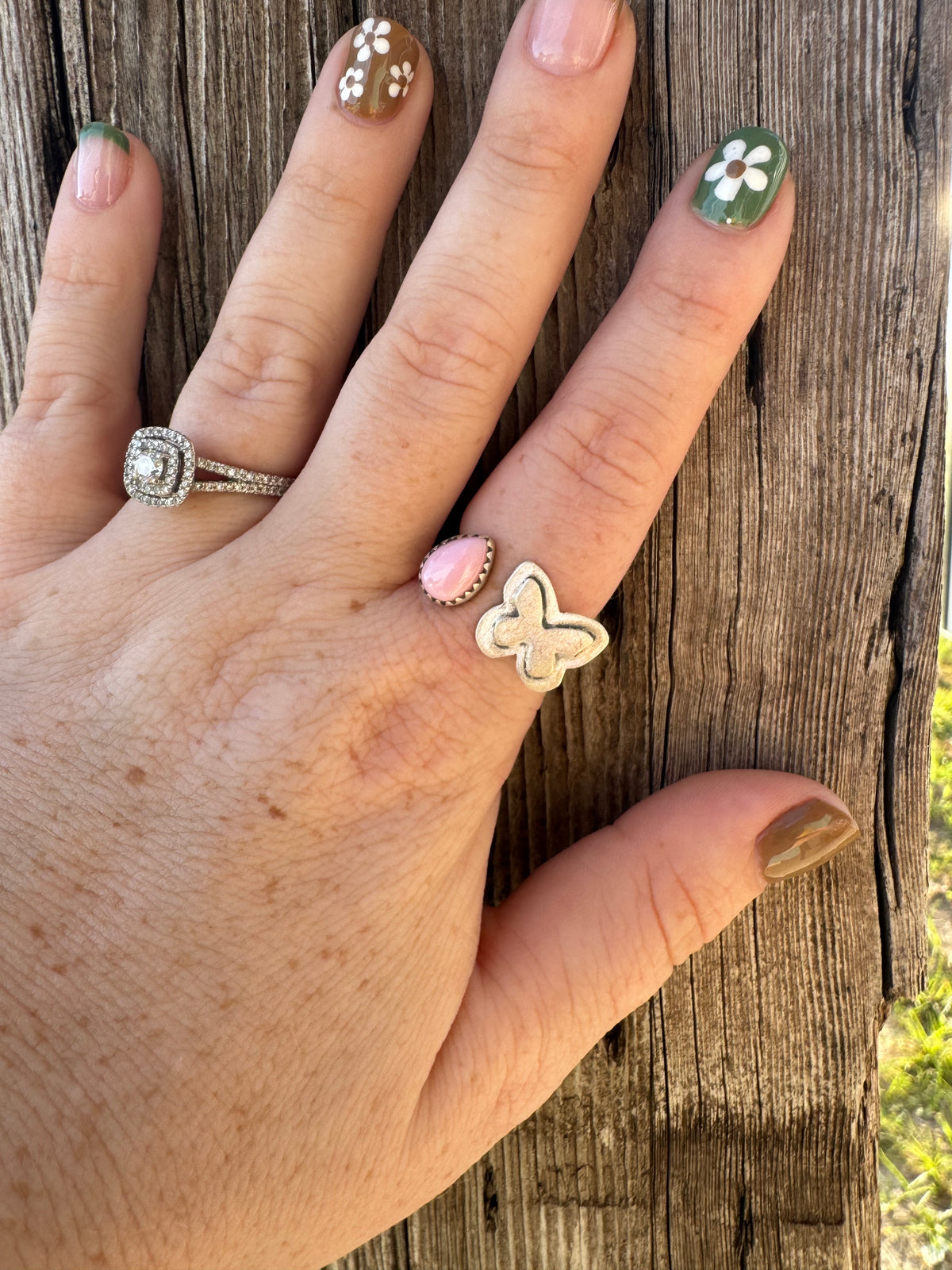 Pink Conch Butterfly Ring -Adjustable