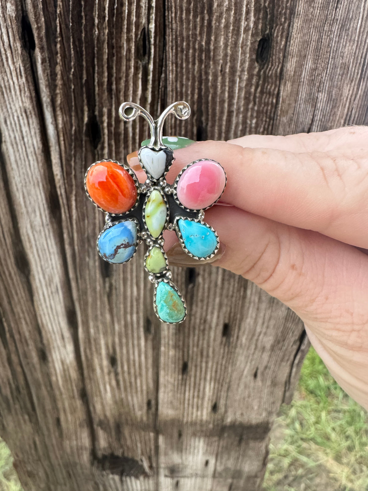 Muti Stone Dragonfly Ring -Adjustable