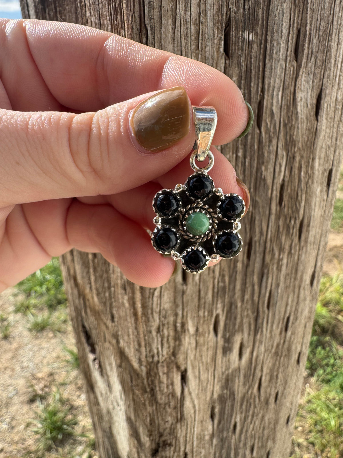 Black Onyx With Turquoise Pendant