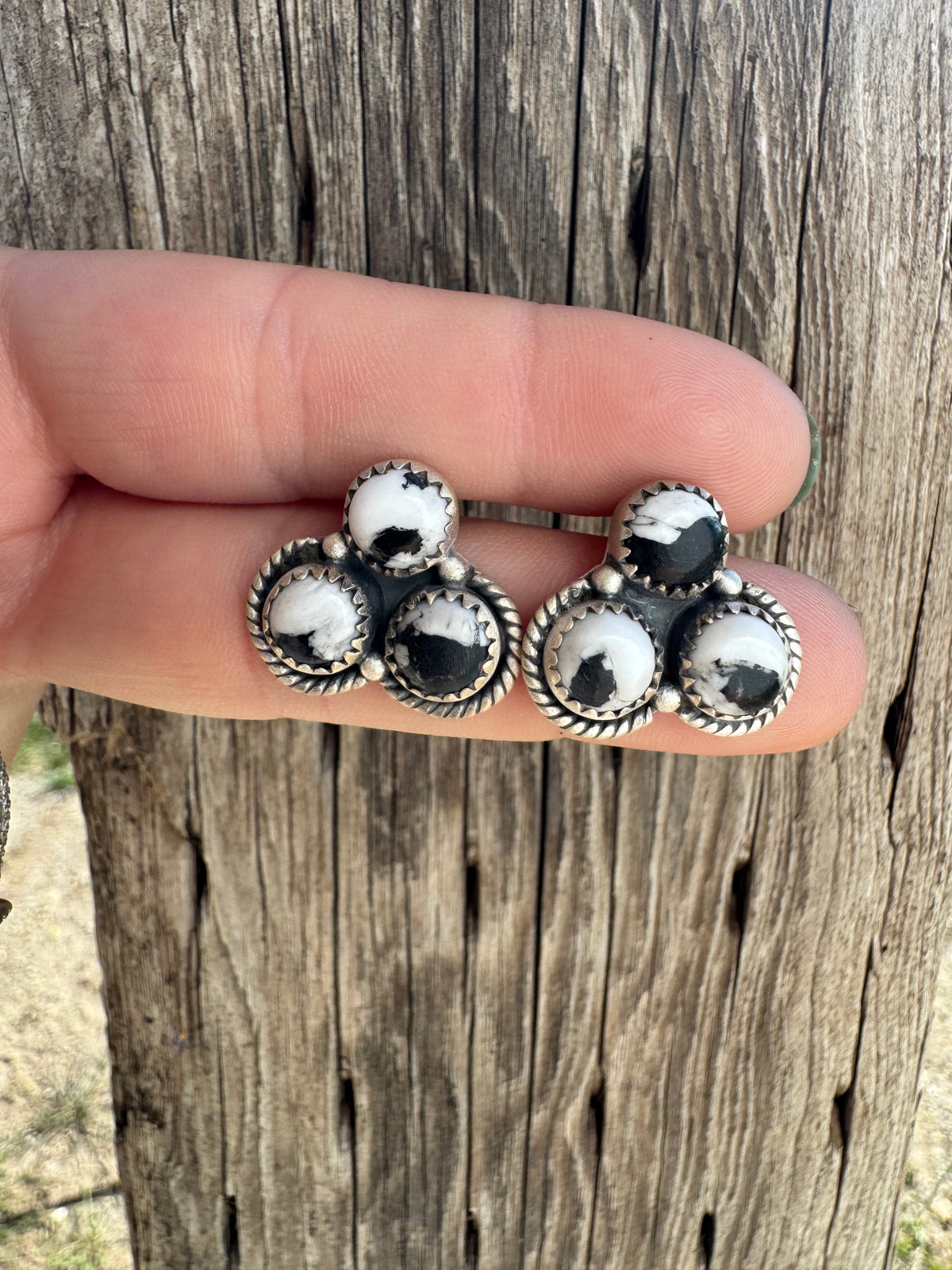 White Buffalo Cluster Studs