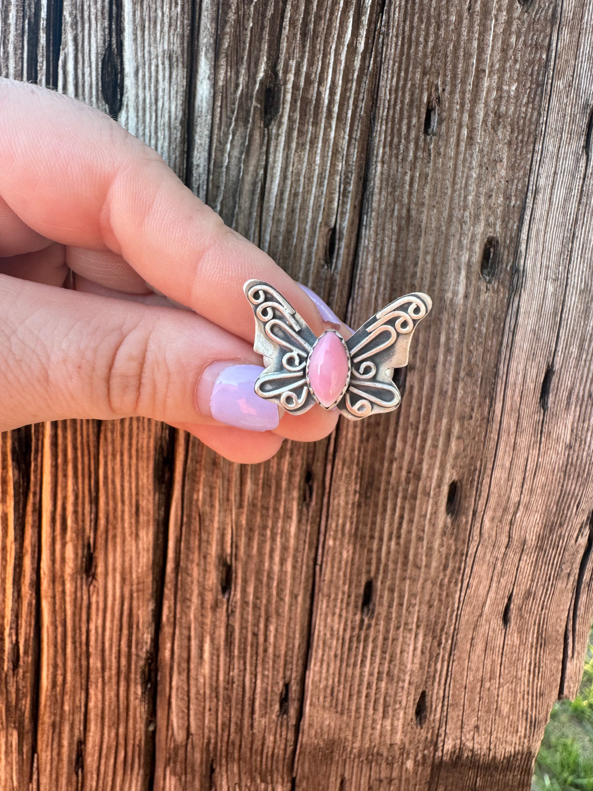 Pink Conch Butterfly Ring -Adjustable