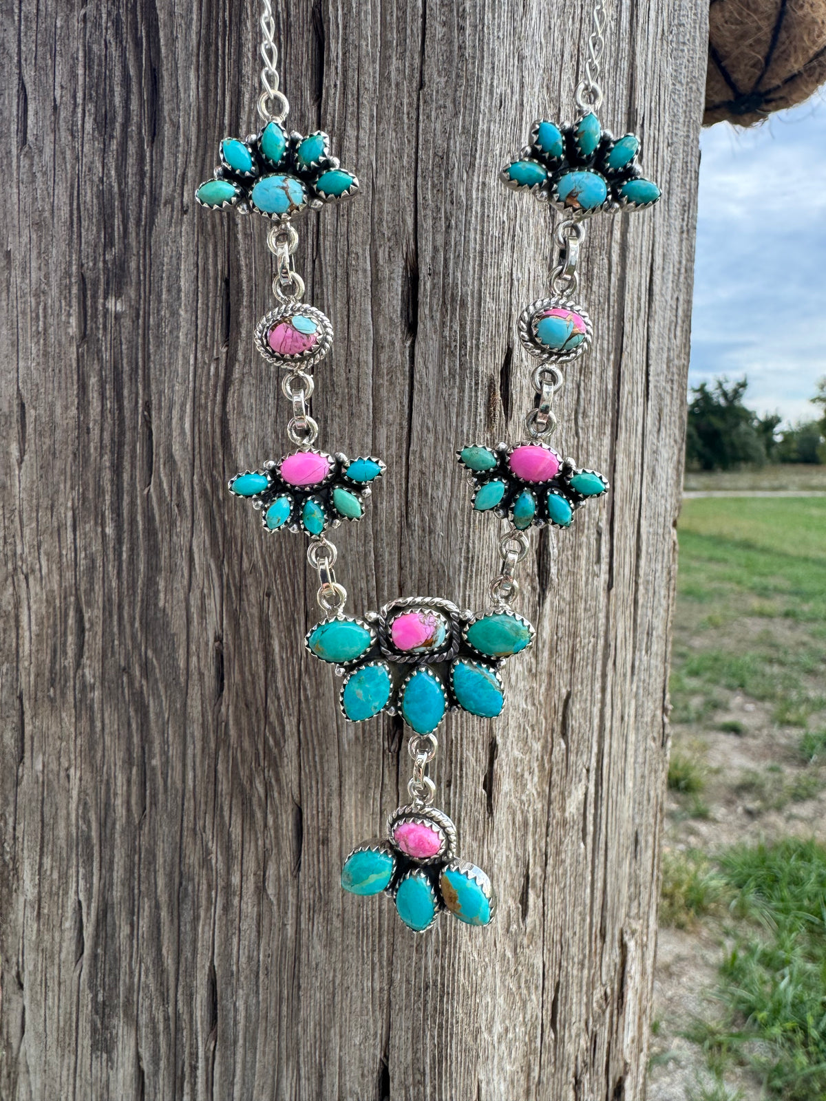Cotton Candy & Turquoise Statement Necklace
