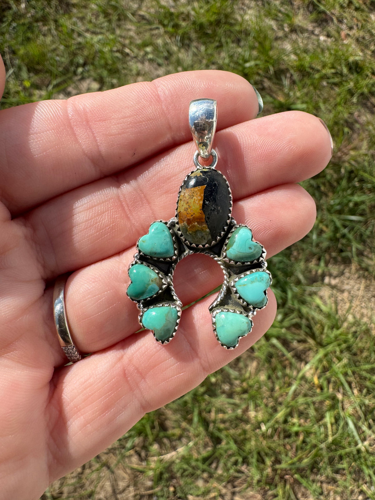 Black Jack Pendant With Turquoise