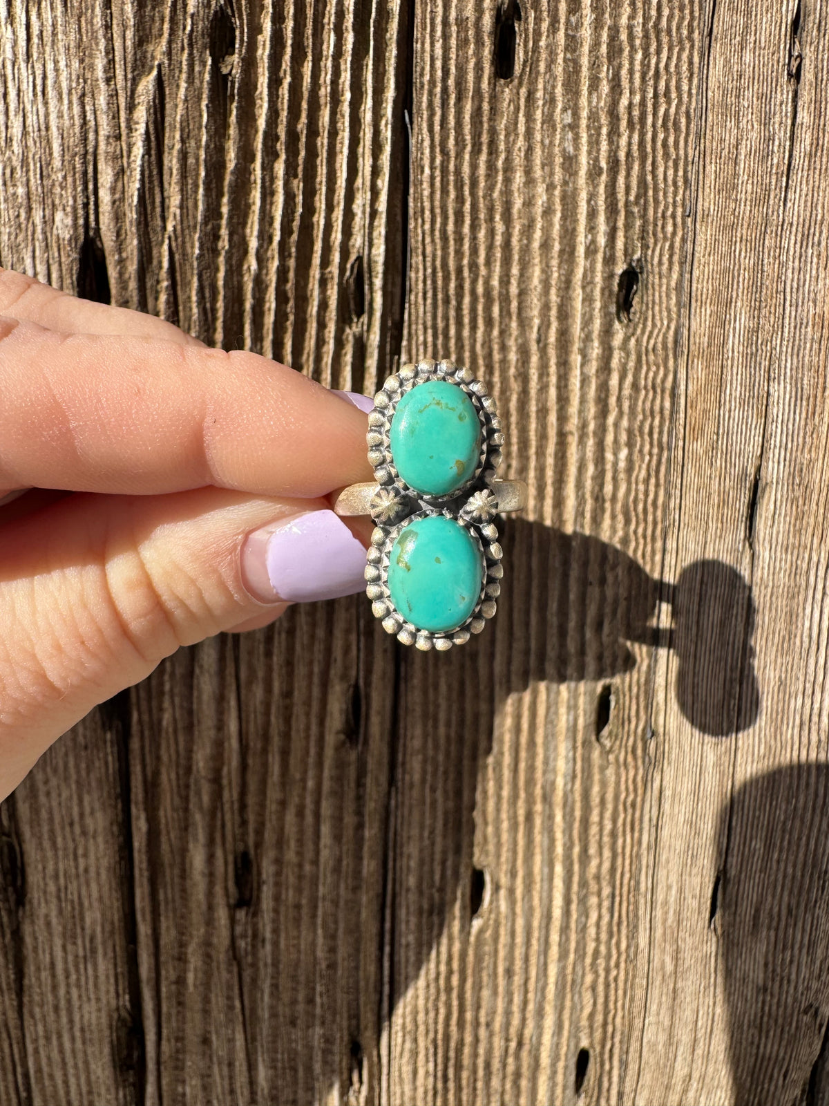 2 stone Adjustable Turquoise Ring