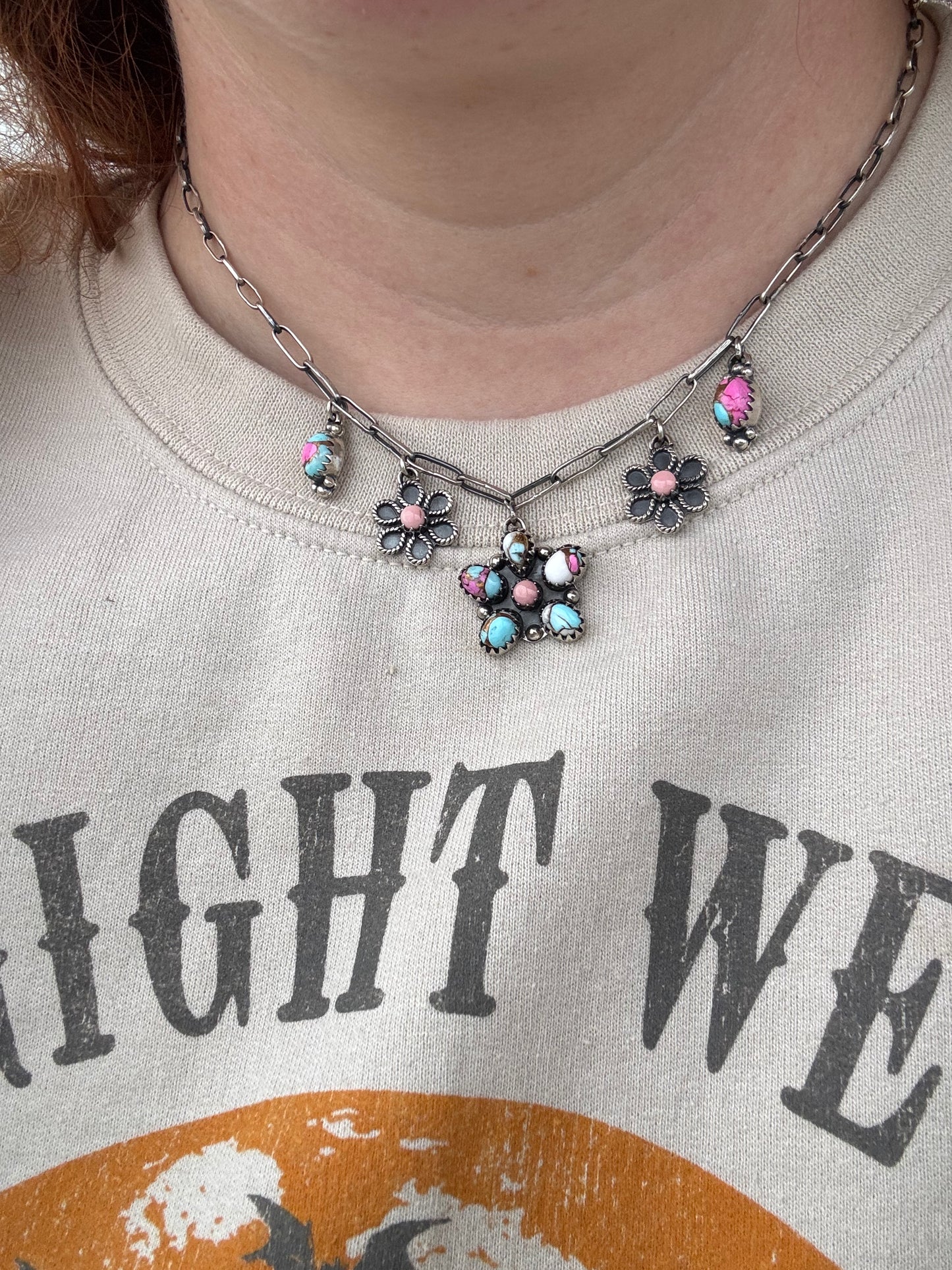 Cotton Candy & Pink Conch Charm Necklace