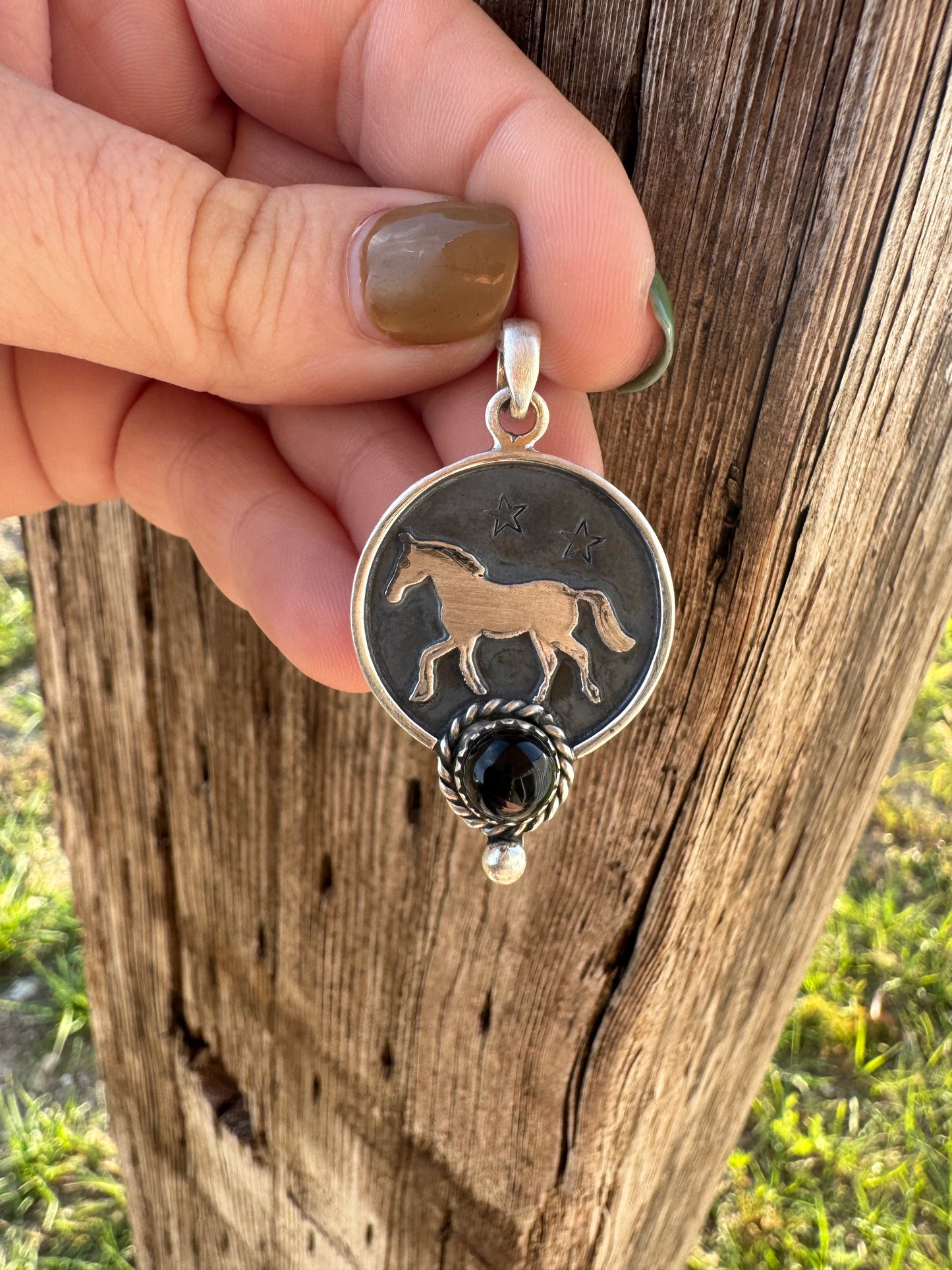 Black Onyx Horse Pendant