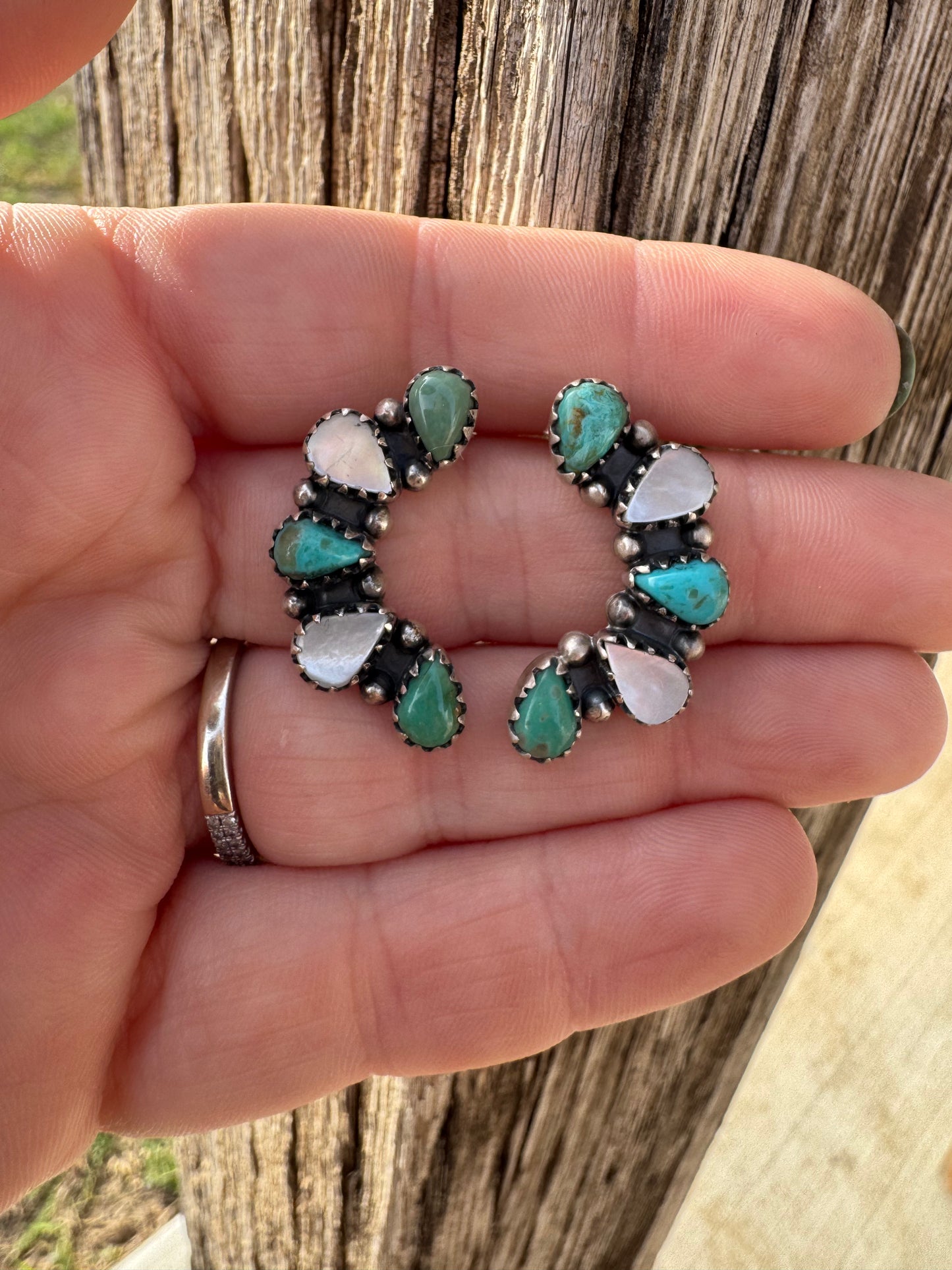 Turquoise & Mother Of Pearl Earrings