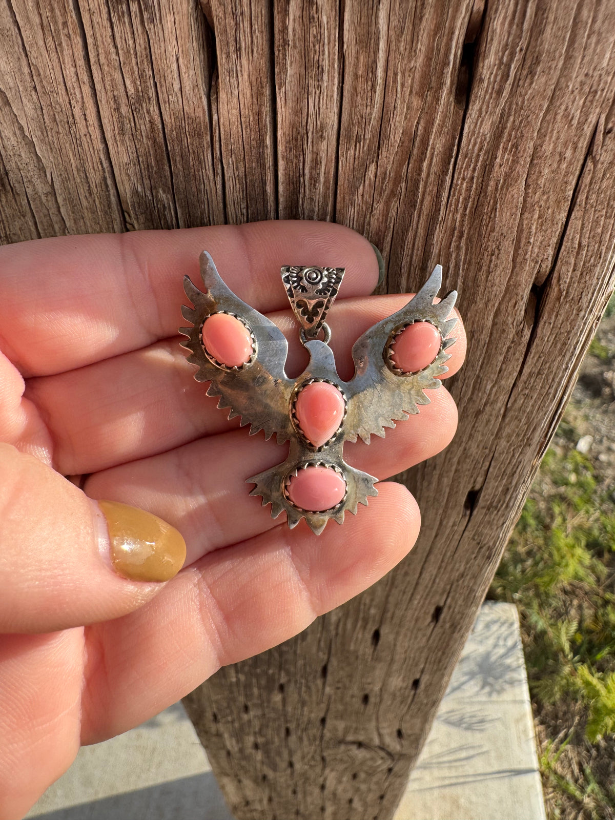 Pink Conch Bird Pendant
