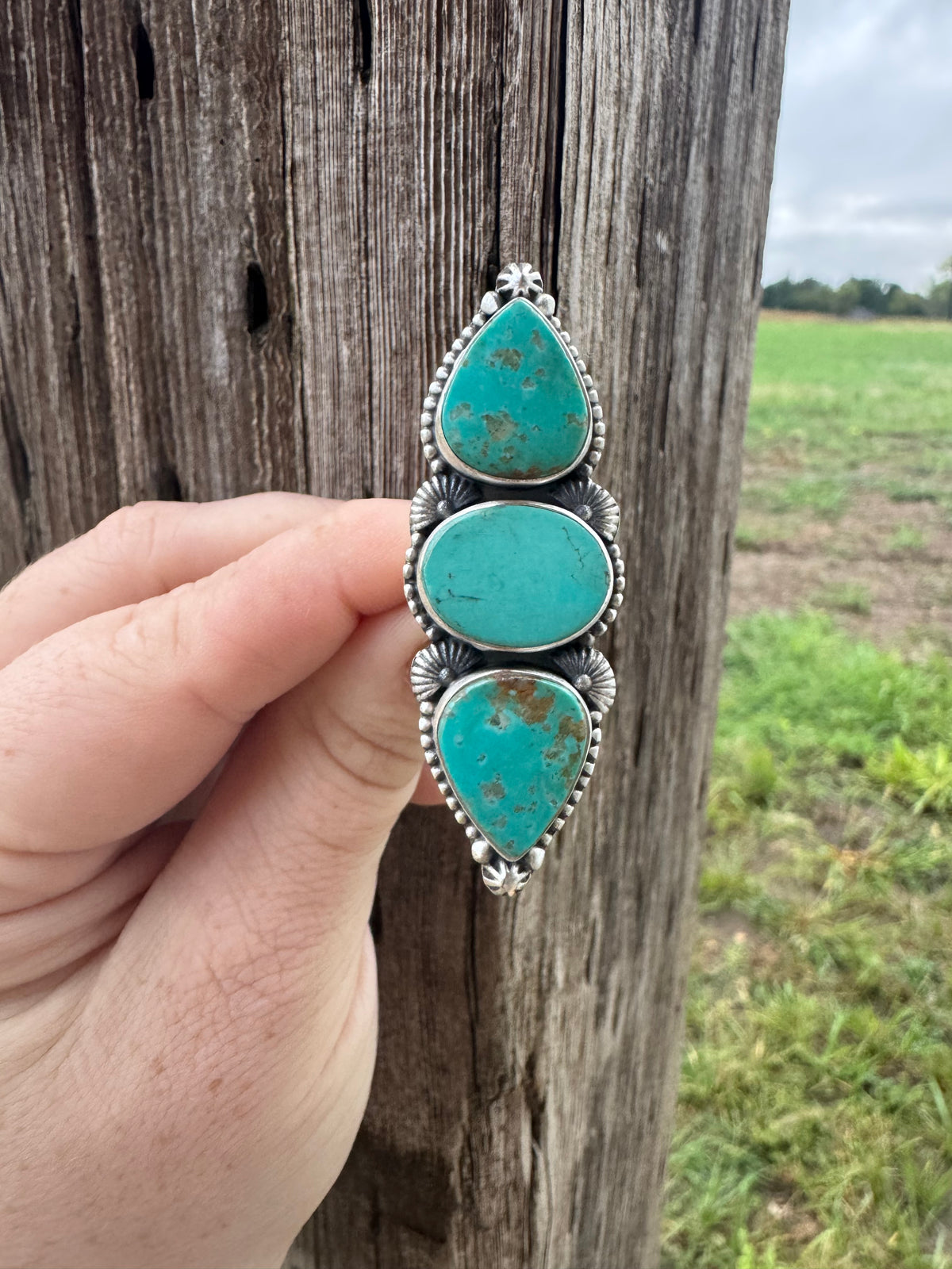 Turquoise 3 Stone Ring -Adjustable