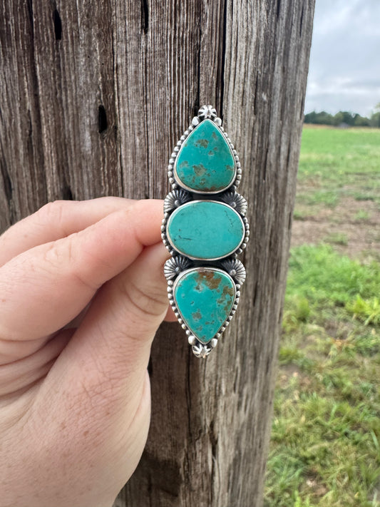 Turquoise 3 Stone Ring -Adjustable