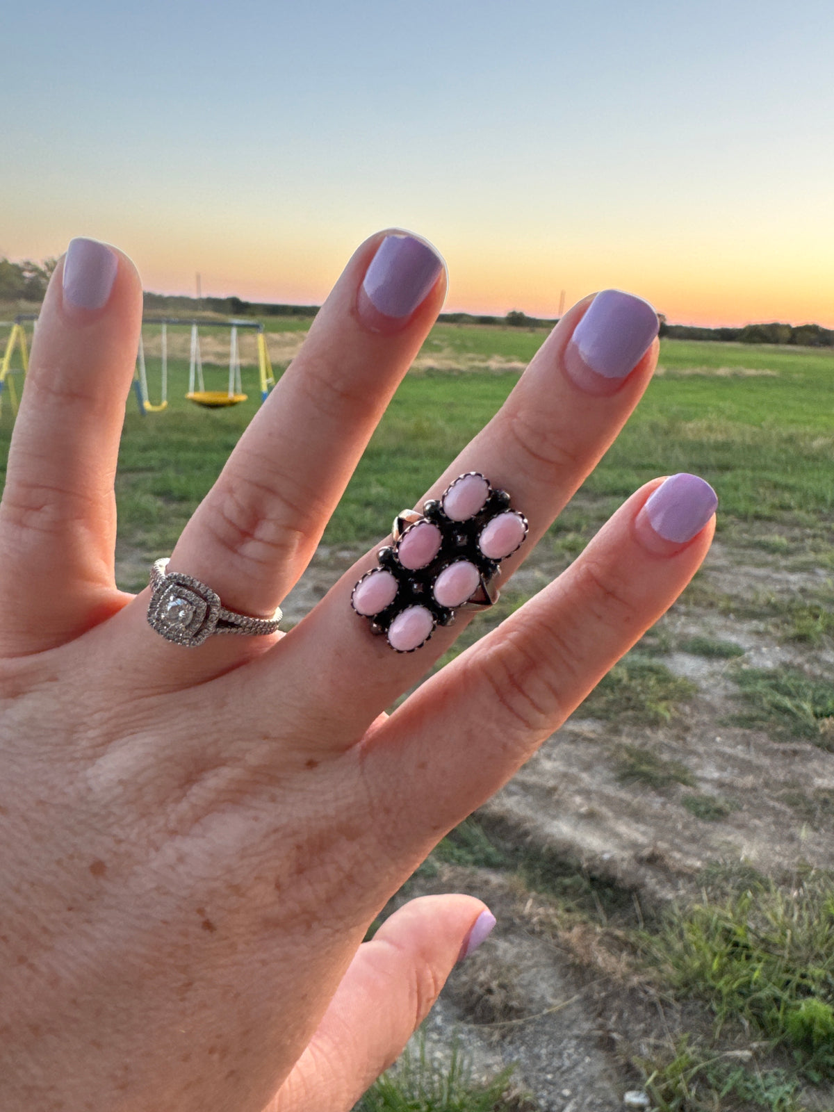 Size 7 Pink Conch Bar Ring
