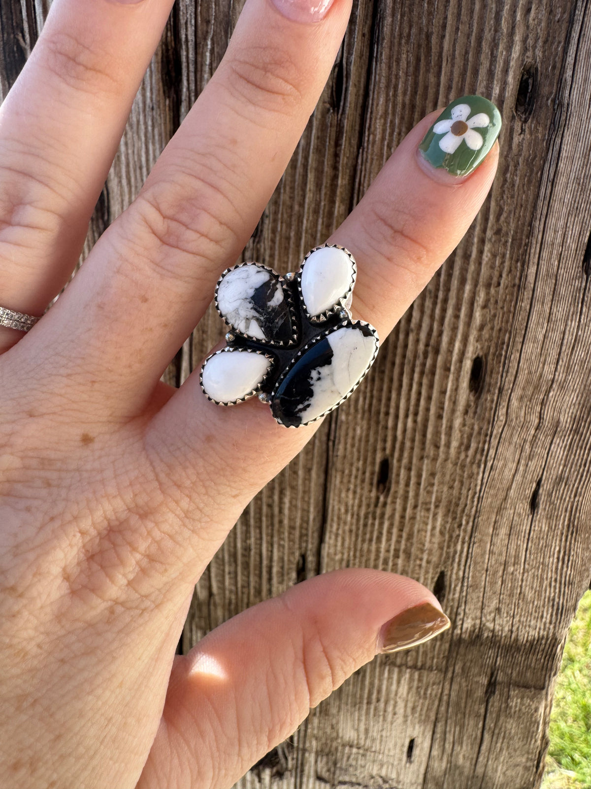 White Buffalo Adjustable Ring
