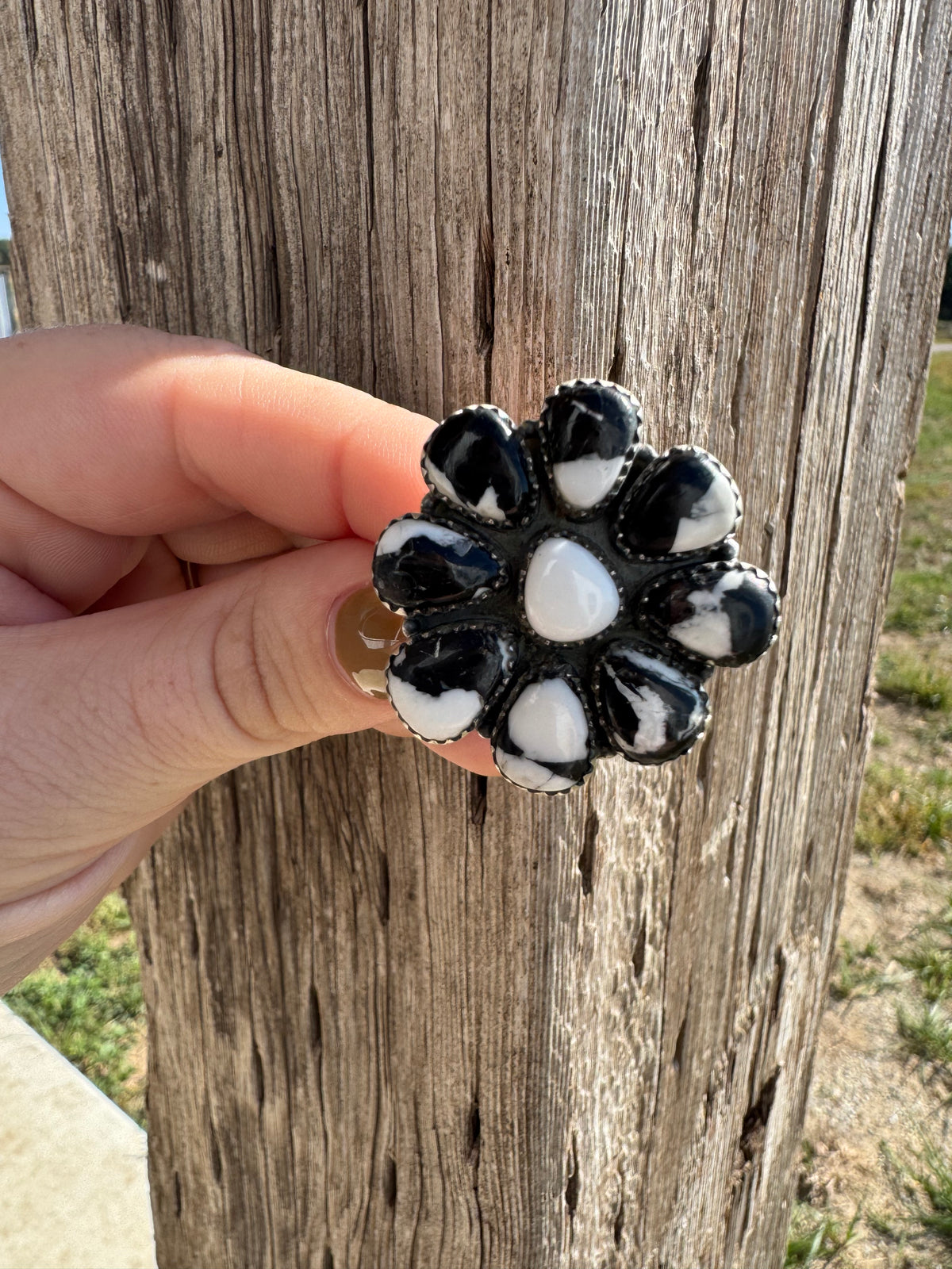 White Buffalo Cluster Ring -Adjustable