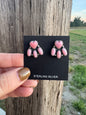 Pink Conch Heart Cluster Earrings