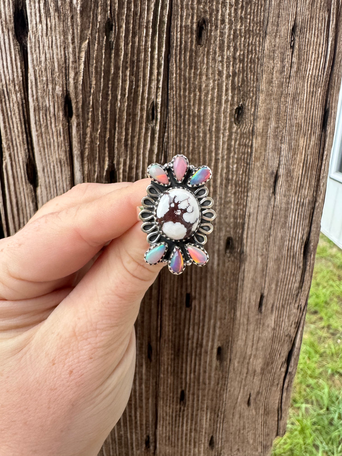 Opal & Wild Horse Adjustable Ring
