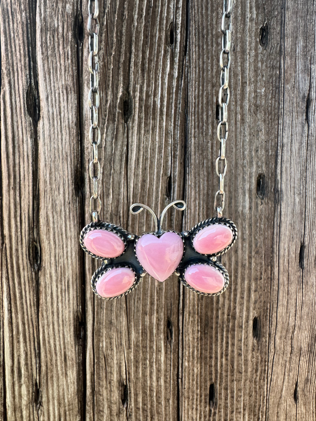 Pink Conch Butterfly Necklace