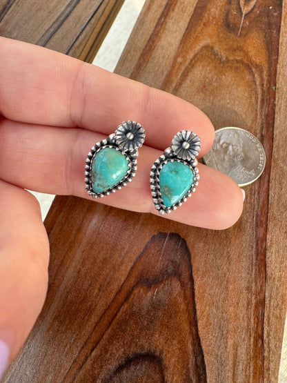 Turquoise Flower Studs