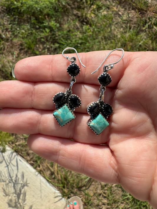 Black Onyx & Turquoise Dangles