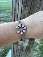 5mm Sterling Silver Pearls & Pink Conch Strechy Bracelet
