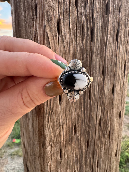 White Buffalo Adjustable Ring