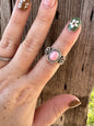 Pink Conch Ring With Flowers -Size 7