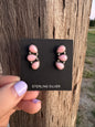 Pink Conch 3 Stone Earrings