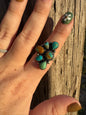 Turquoise Half Cluster Ring -Adjustable