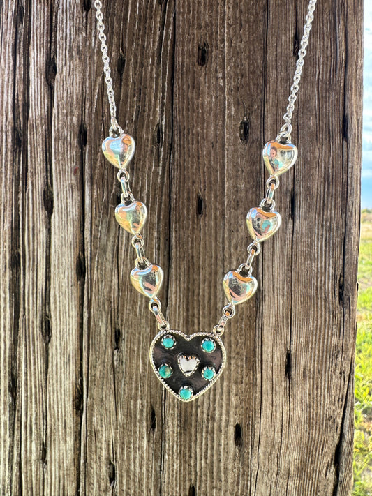 Heart Necklace With Kingman & White Buffalo