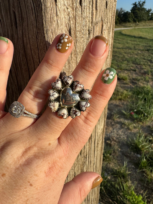 Wild Horse Cluster Heart Ring -Adjustable