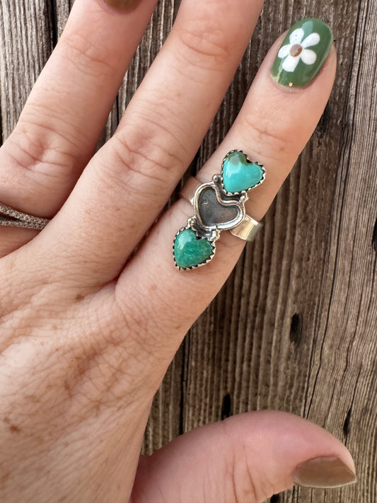 Turquoise Heart Ring -Adjustable