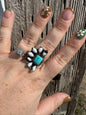 White Buffalo Half Cluster Adjustable Ring