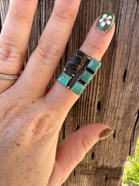 Black Jack Ring & Turquoise -Adjustable