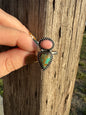 Pink Conch & Turquoise Ring -Adjustable
