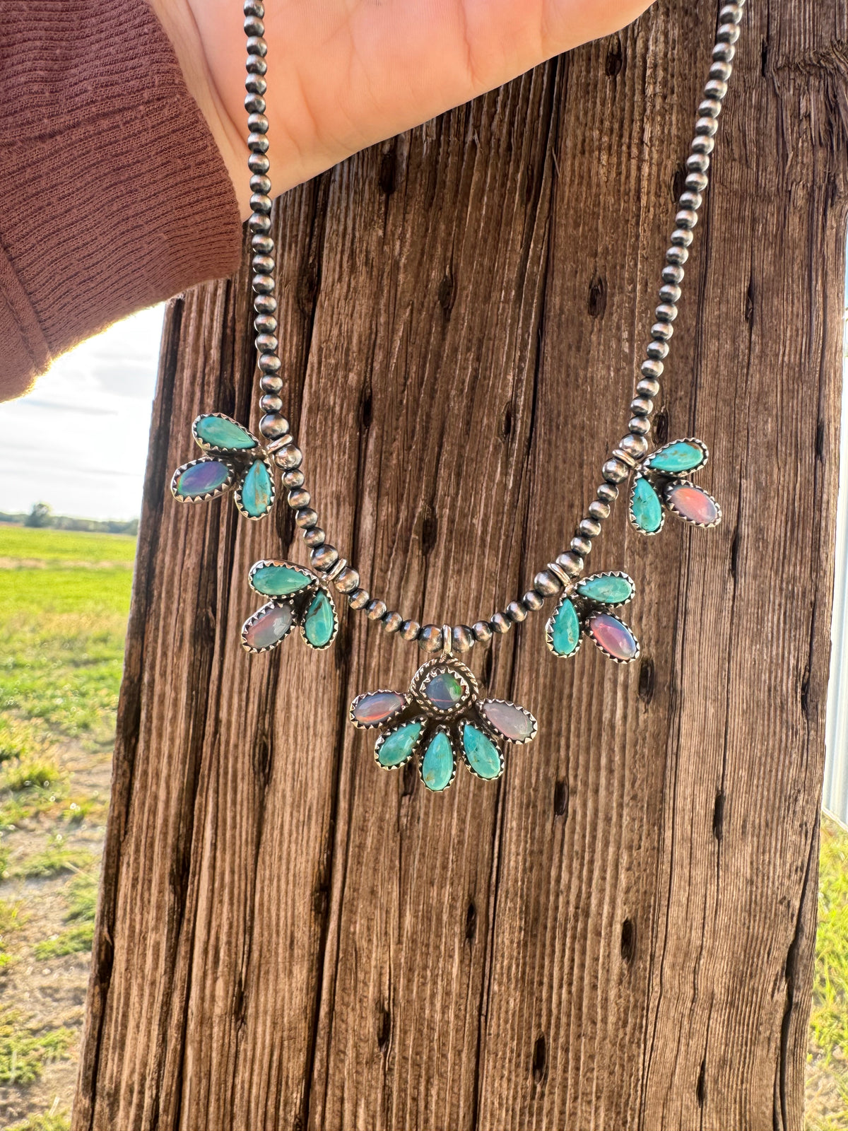 Aurora Opal & Kingman Necklace