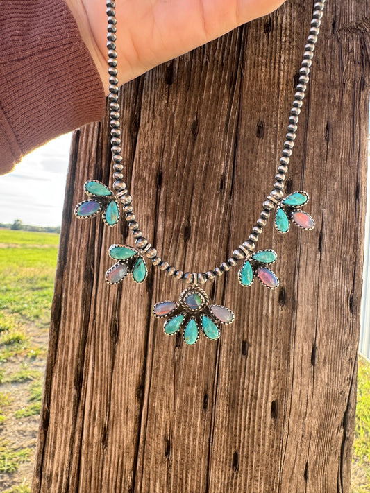 Aurora Opal & Kingman Necklace