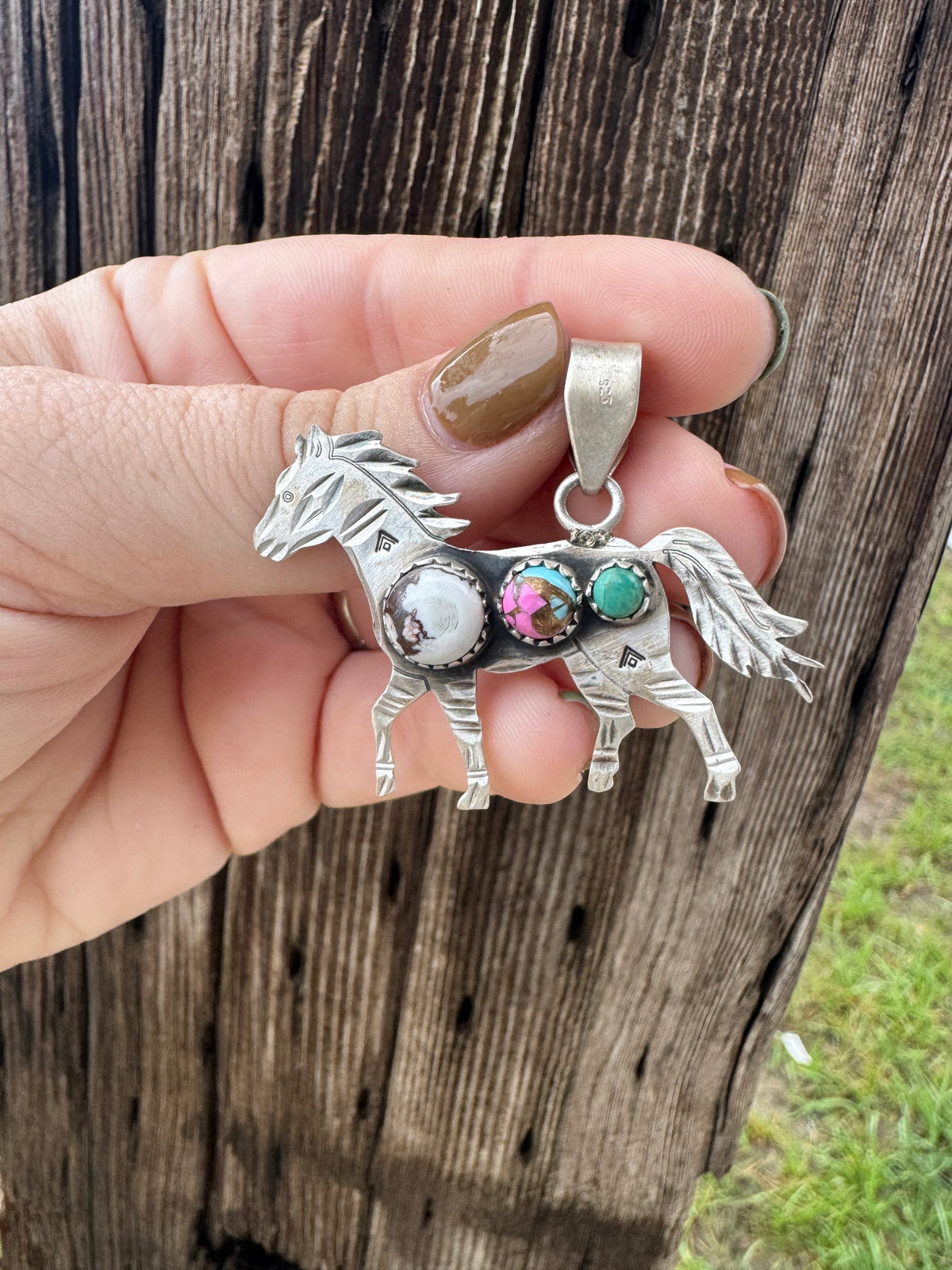 Muti Stone Horse Pendant