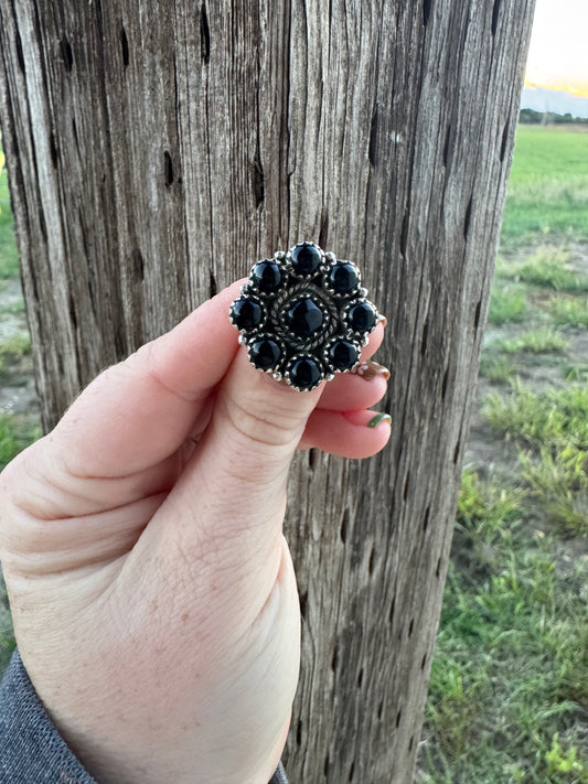 Black Onyx Adjustable Ring
