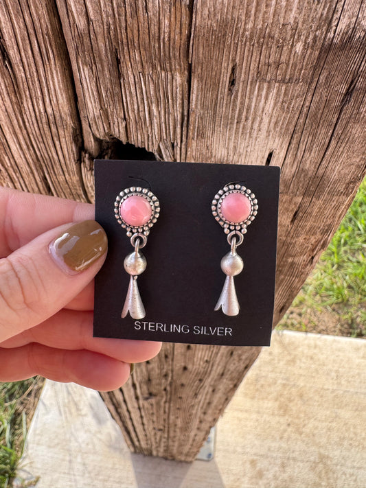 Pink Conch Dangle Earrings