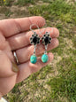 Black Onyx & Turquoise Flower Dangles