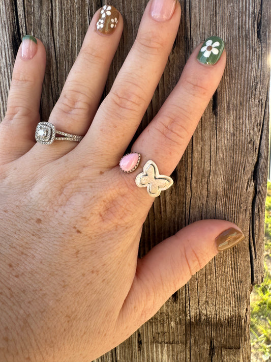 Pink Conch Butterfly Ring -Adjustable