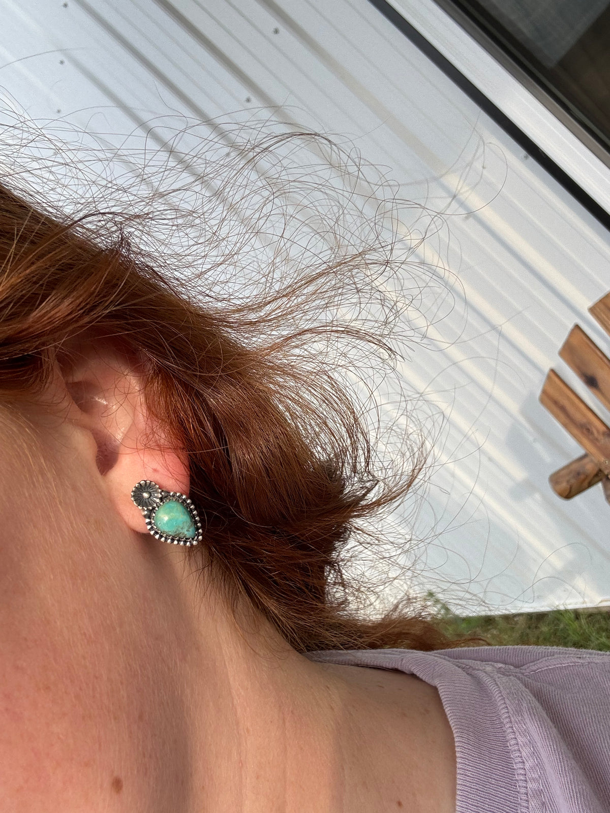 Turquoise Flower Studs